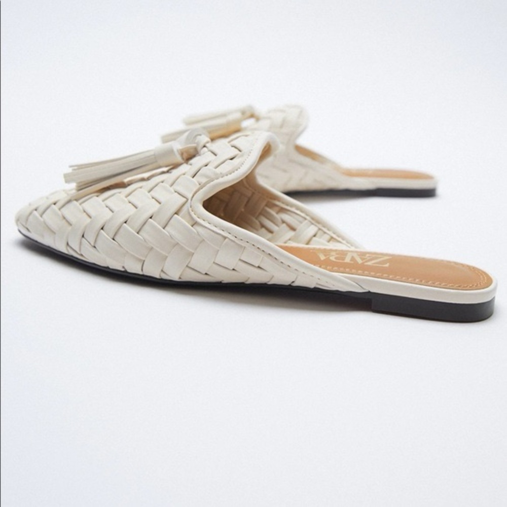 Zara Cream Woven Tassel Mules - Picture 5 of 10